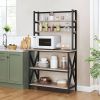 Modern Black Metal Grey Wood Bakers Rack