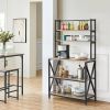 Modern Black Metal Grey Wood Bakers Rack