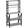 Modern Black Metal Grey Wood Bakers Rack
